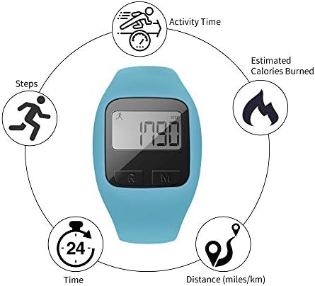 Fitness Tracker Batauu, 3D дигитален часовник педометар за одење и трчање, едноставно работење, точен шалтер за чекор, милји од далечина на одење и км, калориски бројач, време н?