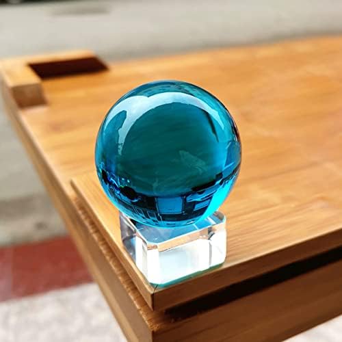 ECYC 100мм сина кристална топка, кварцно стакло аквамарин топка со кристално стакло топка со кристален штанд