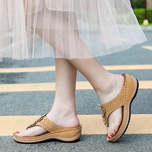 Thong Sandals omenените облечени шупливи клинови пета римски чевли клип пети лесен атлетски сандал за одење