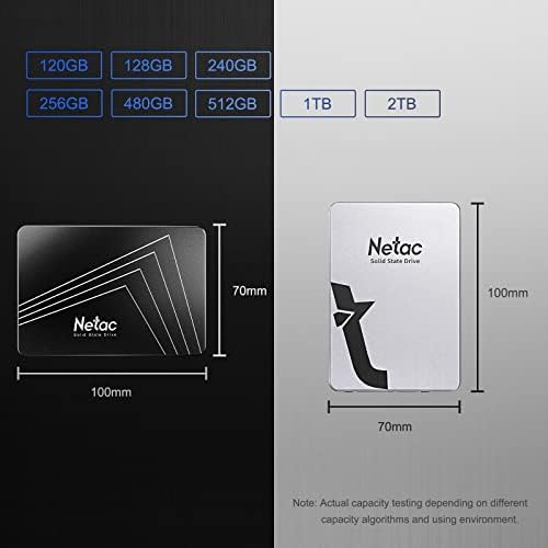 Netac 128 GB SSD SATA 3.0 6GB/s 2,5 инчи 3D NAND 510MB/S Black - N530S