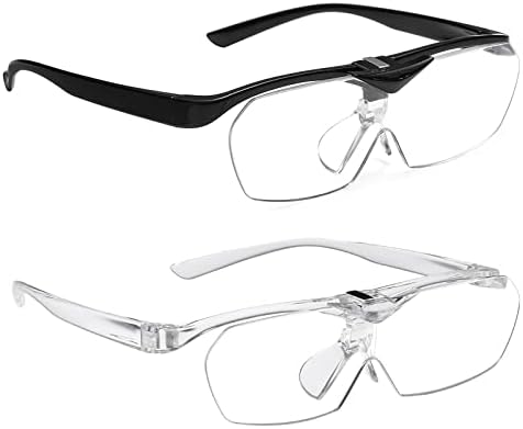 Skyway Sazking стакло, рачни звучни очила за читање, шиење, блиска работа, накит, уметност, занаети и хоби, леќи за флип-ап, 2-пакет 1,6x