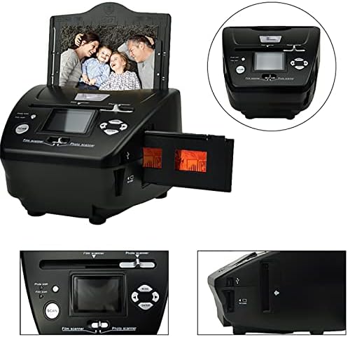 Скенер за филмови со висока резолуција 4-во-1, со 2,4 ЛЦД-екран конвертира 35мм/135 слајдови и негативни филмови, фотографија,