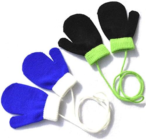 Teensery 2 пара бебешки зимски ракавици Слатка задебелување топло целосен прсти плетени топли белезници со жица за новороденче