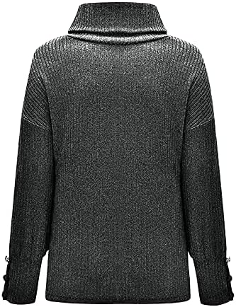 Копче за пулвер за женски џемпер со долги ракави со долг ракав лабав плетен џемпер врвови пролетни џемпери