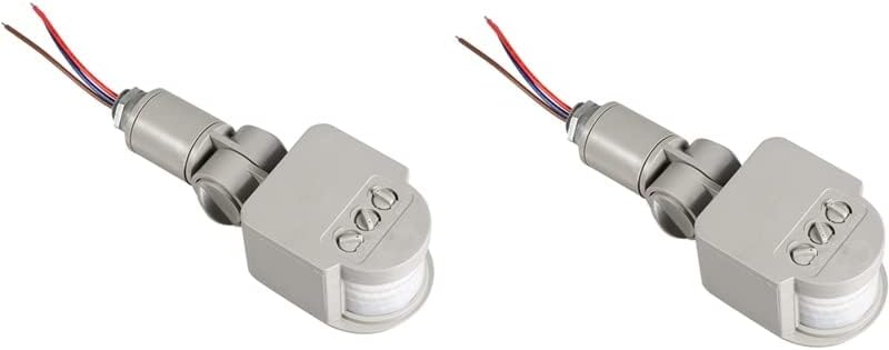 2 ПЦС детектор за сензори за движење PIR на отворено 90-250V 180 степени инфрацрвен прекинувач за светло на wallидот сива пластика -