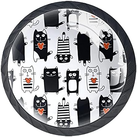 4 пакувања тркалезни копчиња за облекување црни бели мачки плакари за кабинети шкафчиња за гардероба рачки за мебел за мебел 1,37 ×