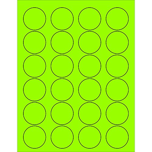 Логика на лента со авиидити 1 5/8 флуоресцентни етикети со зелен круг, за печатачи со ласер и инк -џет, трајно лепило, лист 8 1/2 x 11 ,
