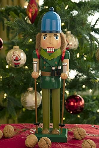 Умен креации карпи алпинист 14 инчи Традиционален дрвен оревчер, празничен Божиќен декор за полици и маси