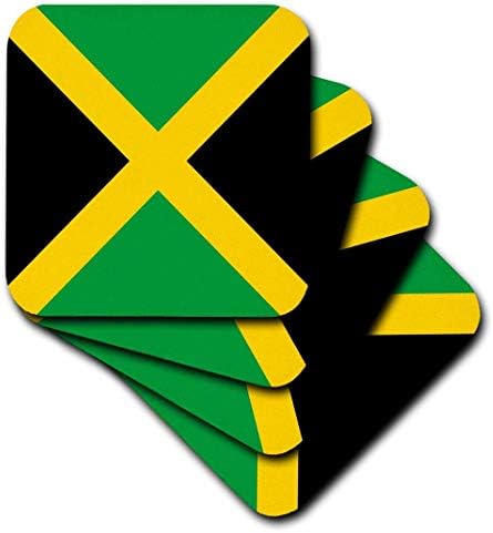 3dRose CST_158342_3 Знаме На Плоштадот Јамајка Карибите Јамајка Зелена Црна Жолта Златна Сол Крстот Керамички Плочки Подлоги, Во
