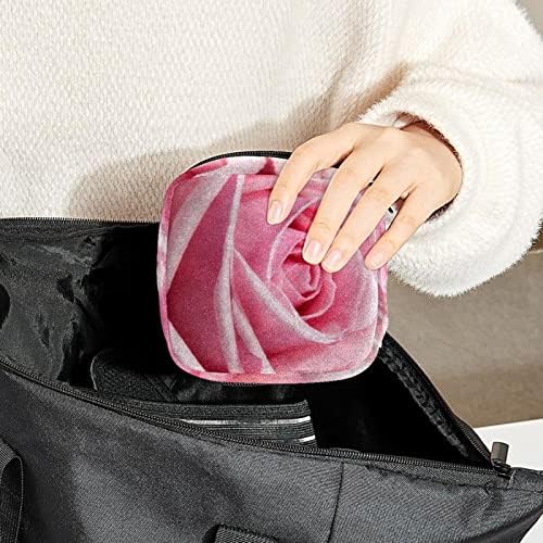 Розова роза цут санитарна торба за складирање на салфетки за девојчиња, преносни влошки за први периоди торбички тампони држачи за девојки