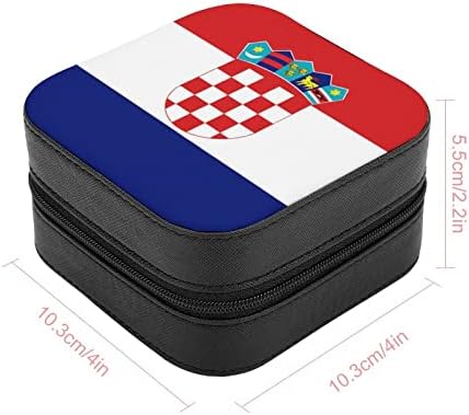 Хрватска Знаме Патување Кутија За Накит Организатор Мала Кутија За Накит Мини Пренослив Дисплеј Кутија За Складирање Прстени Обетки Ѓердани