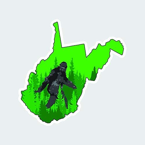Западна Вирџинија држава во облик на налепница за налепници на налепница за самостојно лепило на ФА графикс, големо стапало Sasquatch