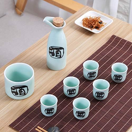 Јапонски 8 парчиња Seke Set1x Sake Sake Sake 6 Sake Cup и 1xWarmer Подевен деловен подарок 2116