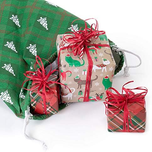 Партиски материјали на Пуди Педро - Божиќни торби за подароци за платно - X -large 26 x 19 Зелено Божиќно дрво Аргиле - umамбо