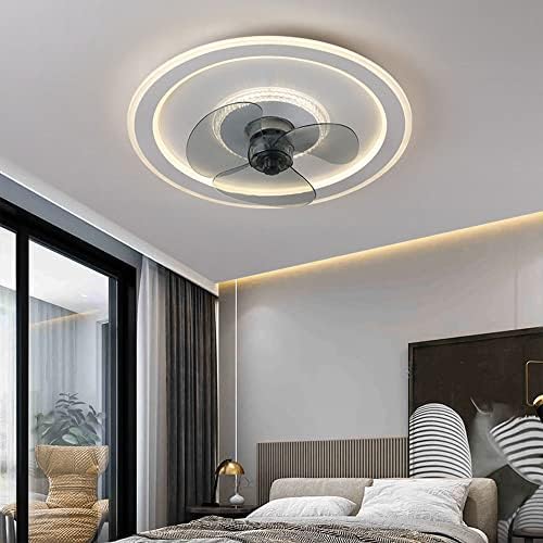 Ibalody модерен едноставен вентилатор со тавани со 36W со LED светло елегантно бело светло на вентилаторот со низок профил, затемнето,