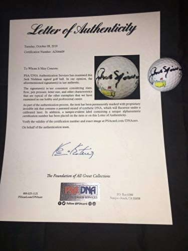 Jackек Никлаус потпиша официјален мајсторски голф топка 6x мајстори шампион злато ПСА/ДНК 2 - Автограмирани топки за голф