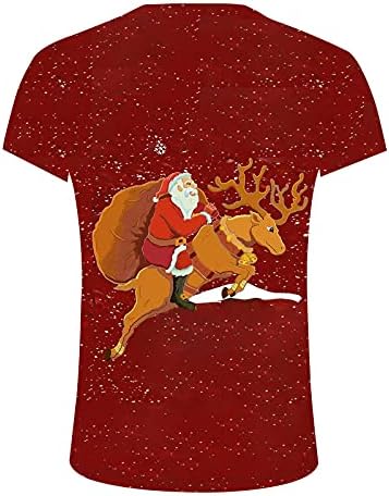 Божиќни маици XZHDD за мажи, војник краток ракав 3D XMAS Santa Claus Print Crewneck Tee Tops Tookulting Обични кошули Кратки ракави со