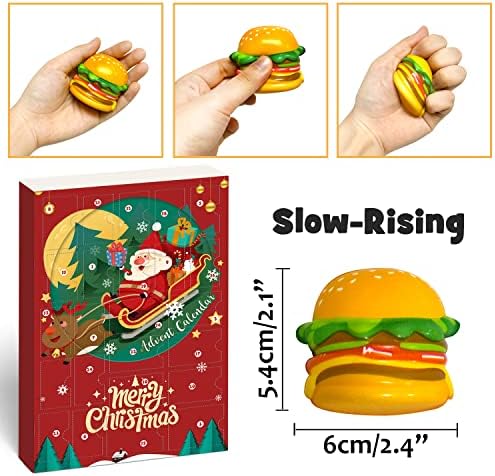 Movinpe Slow Rising Squishies Mochi Squishy Advent Calendar for Kids 2022 Божиќ, 24 парчиња различни слатки олеснувачки стрес играчки сјај во
