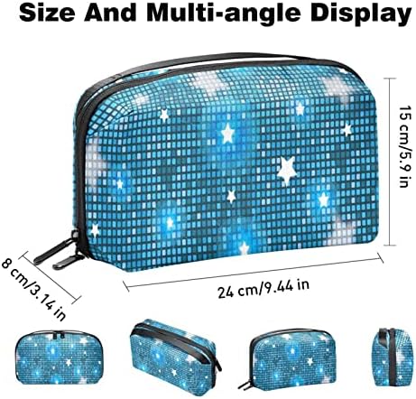 Преносни Торбички За Електронски Организатор Сјајни Ѕвезди Сина Геометриска Квадратна Шема Торба За Складирање Кабел За Патување