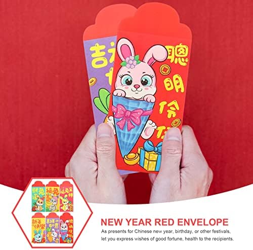 Онона Кинески 2023 Црвен Плик: Лунарна Нова Година Хонг Бао Година На Зајакот Црвени Џебови Цртан Филм Зајаче Благослов Плик Среќни Парични