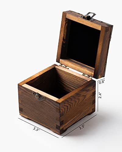 мала дрвена кутија со украсен капак со шарки, персонализирани кутии за спомен за жени, рустикална квадратна дрвена кутија за подароци, Покриена