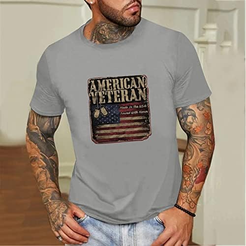 Bmisegm летни големи и високи кошули за мажи мажи летни модни обични кружни врат ден за независност на малата маица за печатење