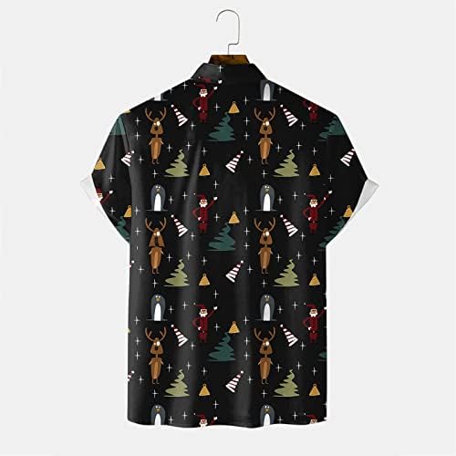 Wybaxz 2022 Божиќни мажи обични кратки ракави есенски зимски Божиќ 3Д печатени кошули модни врвни кошули со блуза активни