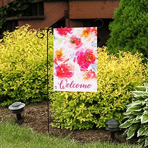 Акварел цветни пролетни пролетни градинарски знаме добредојде 12,5 x 18 Бријарвуд лента