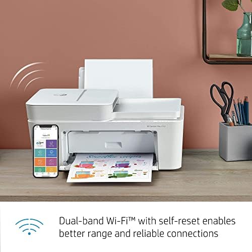 HP DeskJet Plus 4152 All-in-One Inkjet Printer, мобилен принт, скенер и копија, Instant Ink Ready, Безжични печатачи за дома и канцеларија, вградена