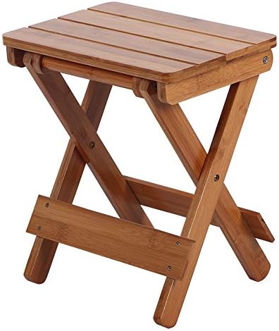 Бамбус преклопување столче столче столче за столче за туширање, преносна седиште за мала клупа за одмор на нозе за туширање