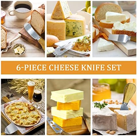 Колекција за ножеви со сирење од 6 парчиња од не'рѓосувачки челик, комплетна премија за ножеви од не'рѓосувачки челик за сирење,