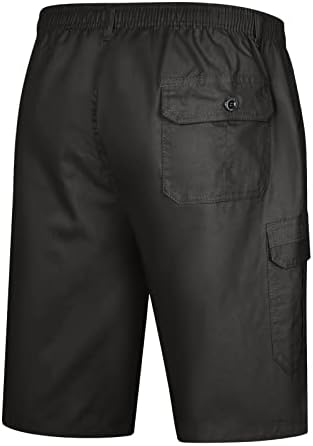 8 -годишно копче за цврста боја на мажи плус големина обични сите шорцеви модерни ткаени товарни панталони со џебови од патент