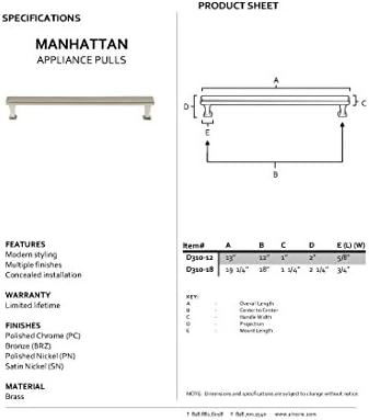 Alno D310-18-SN Manhattan Modern Appliance влечење, сатен никел