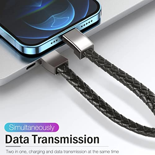Полнач за кожни нараквици USB кабел за полнење плетенка со жици USB црна 23,6 за iPhone Android Samsung