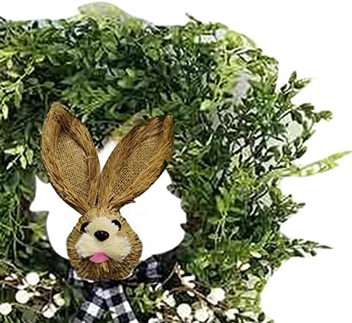 Срце за влезна врата Голем гном Велигденски зајаче венец за влезна врата со цвеќиња и Рабит Гном Велигденски растителни растенија од влезната