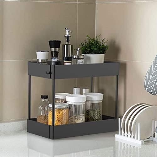 Зеродеко 2 нивоа за зачини за зачини организатори за бања countertop држач за кујнски мијалник за складирање на кујнски полици за кујнски кабинет за стабилни лавици 18 см