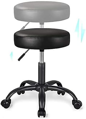 Алеви тркалење столче Пу кожа висина Прилагодлива вртење на вртење на работа Спа Медицински салон столче столче со тркала и меко подлога