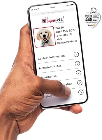 Dynotag® Web Овозможи Super Pet ID Smart Tag Со Dynoiq ® &засилувач; Услуга За Доживотно Закрепнување. Игра Серија: Делукс Обложени Челик-Срце