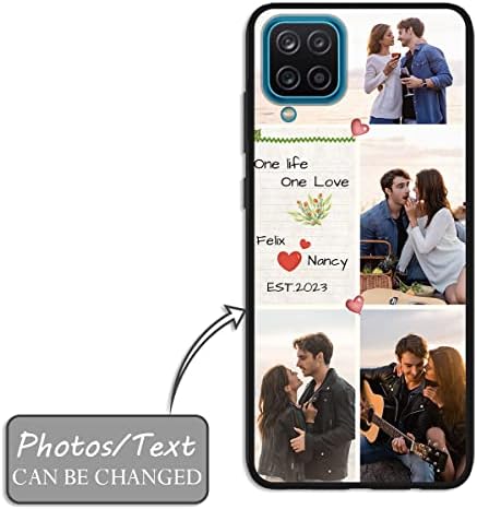 Оправдајте Персонализирана Футрола За Телефон Со Повеќе Слики За Samsung Galaxy A12, Прилагодено Колажно Амортизирање Тенок Мека Црна Заштитна