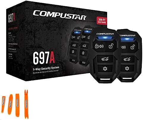 Compustar CS697-A 1-насочен 200 'аларм без аларм w/o Сирена и два код за аларм DA1 стандардни активатори за заклучување на вратите од 2 жица