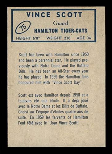 1962 Топпс 75 Винс Скот Хамилтон Тигар-мачки EX/MT Tiger-Cats Notre Dame