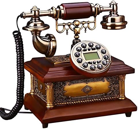Копче за копче Abaippj фиксиран телефонски повикувач на рацете ретро цврсто дрво гроздобер електронски телефонски фиксни телефони