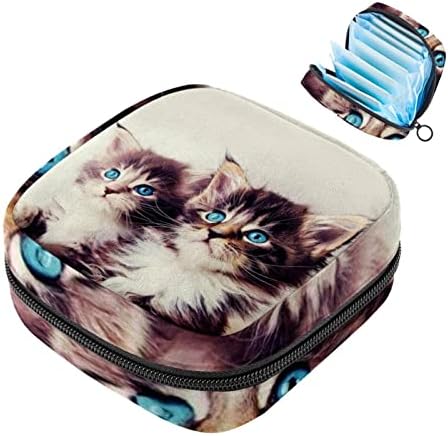 Период торба, санитарна торба за складирање на салфетки, торбичка за период, торба за шминка за патувања, шема на мачки за животни