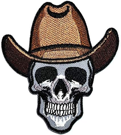 Умама лепенка сет од 3 череп Ноќта на вештерките ретро занаетчиски ткаенина череп каубојски западен цртан филм извезено апликација железо