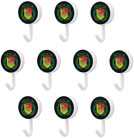 Сицилијанско знаме 10 парчиња пластична кука симпатична wallидна кука клуч за кука за домашна кујна