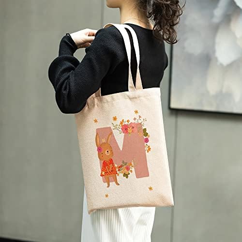 Цветни Платнени Торбички-Монограмирани Подароци За Жени Со Почетно Име, Слатки Дизајни На Животниagетски Шопинг Торба За Патување