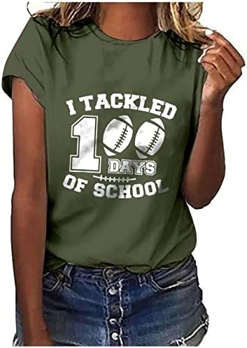 Летни врвови за жени, вратоврска боја среќен 100-ти ден на наставници по училиште 100 дена маица смешни мачки графички мачки