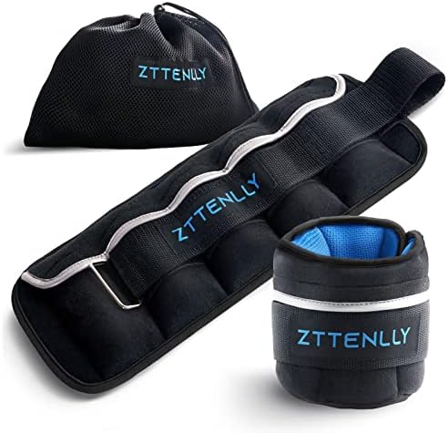 ZTTENLY прилагодливи тегови на глуждот од 1 до 2/5/10/20 lbs пар со торба за носење - ткаенини за дишење, рефлексивни трим - сила тренинг на нозете на нозете на рачен зглоб на г?