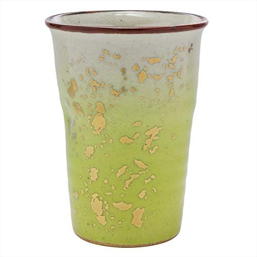 Kutani Ware 32K19S1B бесплатна чаша, застаклен златен чираши, жолто-зелена боја