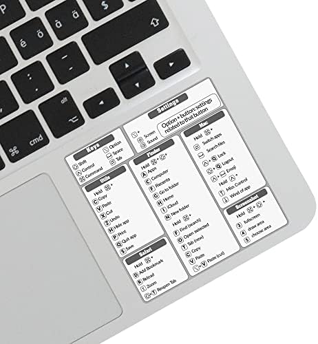 Кратенки на етикут Мек ОС, налепница за лепило во винил за MacBook M1 или Intel, White, Standard